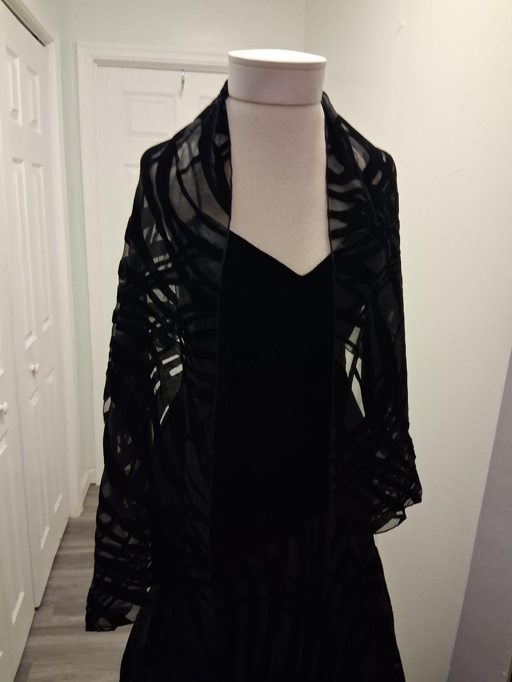 Cache Black Velvet & Sheer Asymmetrical Slip Dress - Picture 5 of 8
